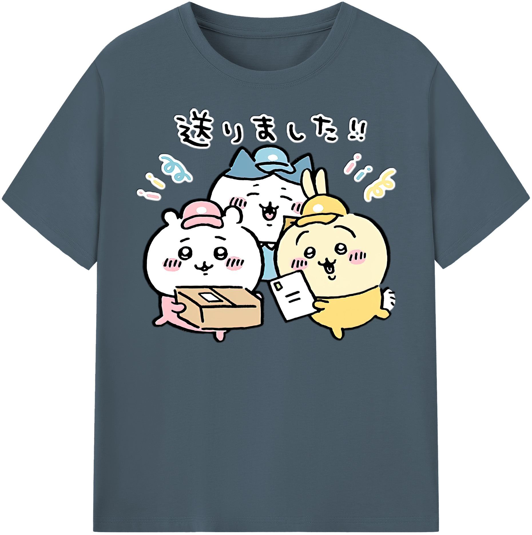 （画像用） ちいかわ ハチワレ Chii-kawa hachiware 綿100％半袖Tシャツ（フロントプリント）